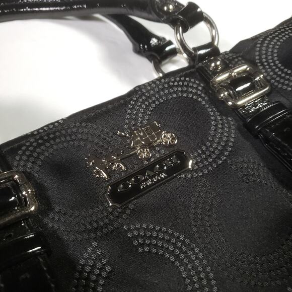 Vintage Coach Monogram/ Turquoise silk lined Hobo bag - Picture 5 of 6